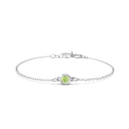 Kids and Baby Bezel Set Birthstone Bracelet in 925 Sterling Silver with Peridot