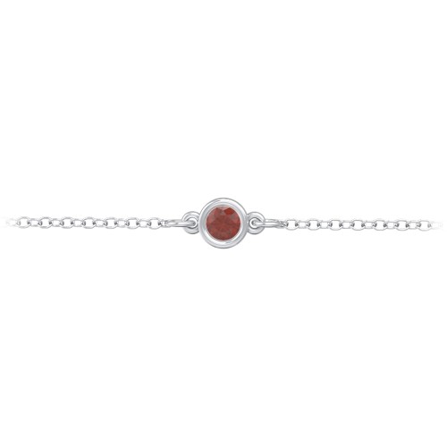 Kids and Baby Bezel Set Birthstone Bracelet – Sterling Silver with Garnet