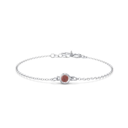 Kids and Baby Bezel Set Birthstone Bracelet – Sterling Silver with Garnet