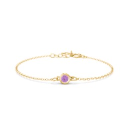 Kids and Baby Bezel Set Birthstone Bracelet in 10K Solid Yellow Gold with Amethyst