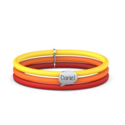 Engravable Speech Bubble Charm Silicone Bracelet Set β Double Style