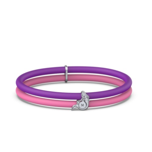 Engravable Mermaid Charm Silicone Bracelet Set - Double Style