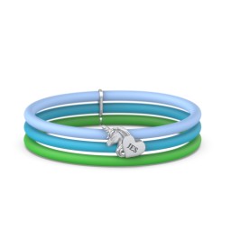Engravable Unicorn Charm Silicone Bracelet Set - Double Style