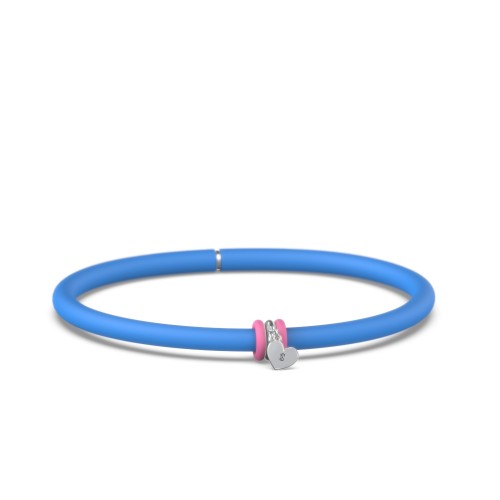 Engravable Heart Charm Silicone Bracelet Set - Single Style
