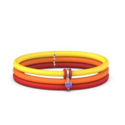 Personalised Heart Gemstone Charm Silicone Bracelet Set - Single Style