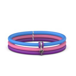 Personalised Heart Gemstone Charm Silicone Bracelet Set - Single Style