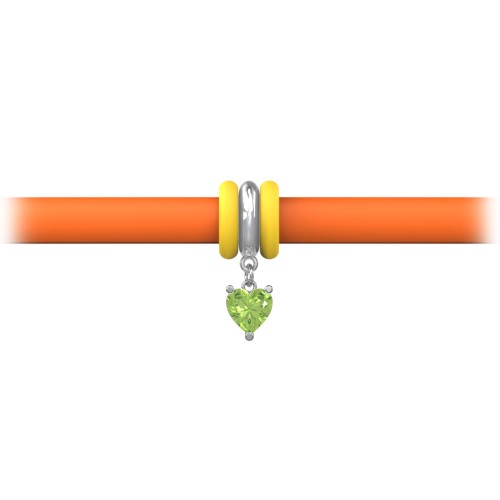 Personalised Heart Gemstone Charm Silicone Bracelet Set - Single Style
