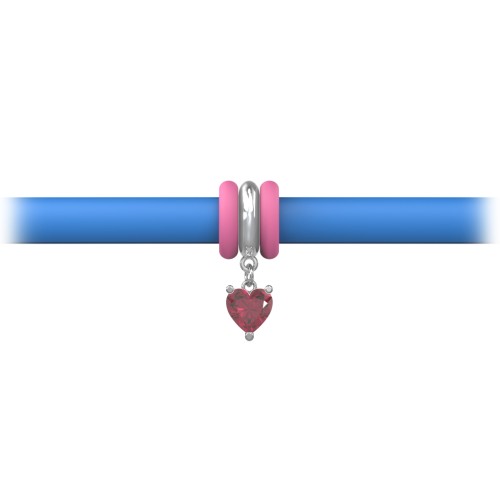 Personalised Heart Gemstone Charm Silicone Bracelet Set - Single Style