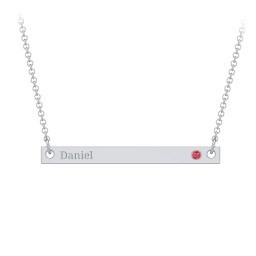 Kids Birthstone Name Bar Pendant in 925 Sterling Silver with Garnet