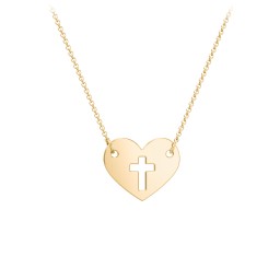 Kids Love is Patient Heart Charm Necklace in 10K Solid Yellow Gold