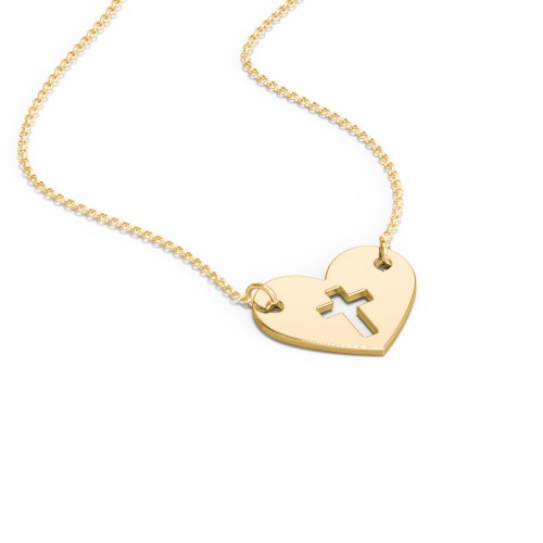 Kids Love is Patient Heart Charm Necklace – 10K Yellow Gold