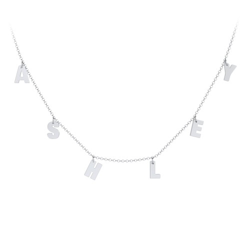 Kids Initial Necklace with 6 Letters – Sterling Silver
