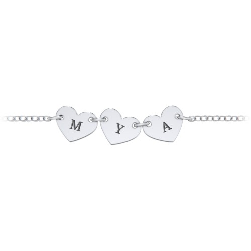 Kids and Baby Engravable 3 Hearts Bracelet – Sterling Silver