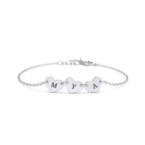 Kids and Baby Engravable 3 Hearts Bracelet – Sterling Silver