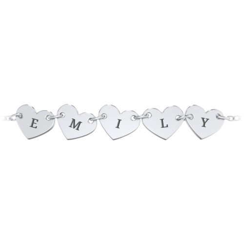 Kids and Baby Engravable 5 Hearts Bracelet – Sterling Silver