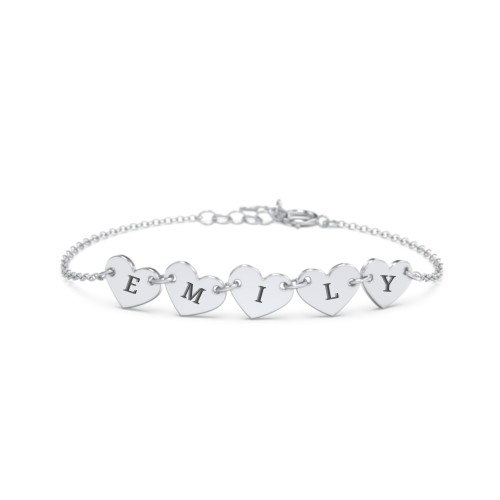 Kids and Baby Engravable 5 Hearts Bracelet – Sterling Silver