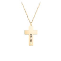 Kids Engravable Birthstone Cross Necklace