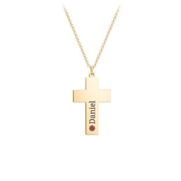 Kids Engravable Birthstone Cross Necklace