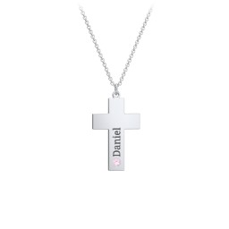 Kids Engravable Birthstone Cross Necklace