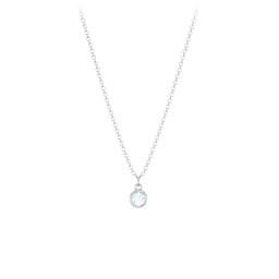 Kids Birthstone Charm Necklace with 1 Stone in 925 Sterling Silver with Aquamarine
