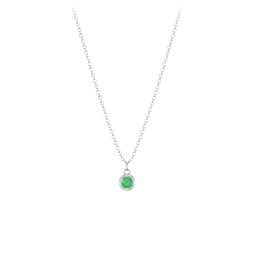 Kids Birthstone Charm Necklace with 1 Stone in 925 Sterling Silver with Emerald