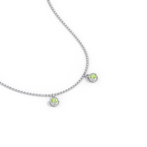 Kids Birthstone Charm Necklace with 2 Stones