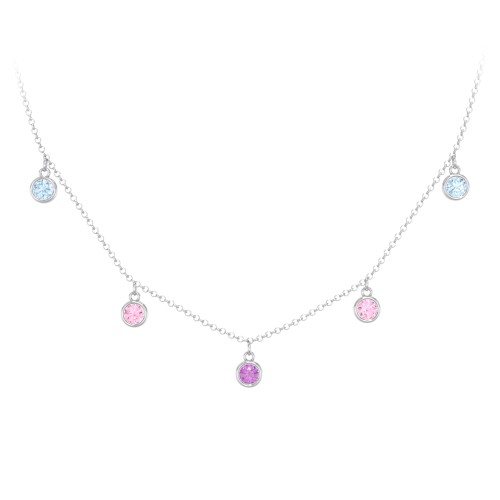 Kids Birthstone Charm Necklace with 5 Stones