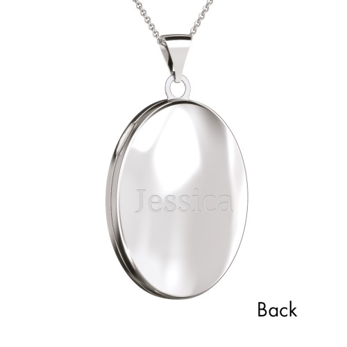 Kids Engravable Oval Photo Locket with Cross Design