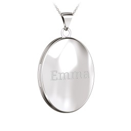 Kids Engravable Oval Photo Locket Necklace in 925 Sterling Silver