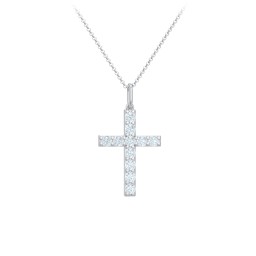 Kids Medium Gemstone Cross Pendant in 925 Sterling Silver with Aquamarine