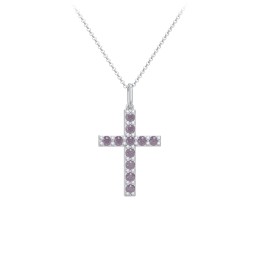 Kids Medium Gemstone Cross Pendant in 925 Sterling Silver with Alexandrite