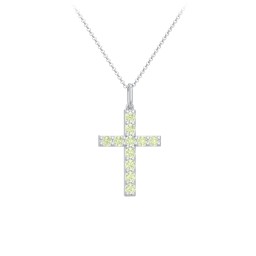 Kids Medium Gemstone Cross Pendant in 925 Sterling Silver with Peridot