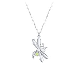 Kids Dragonfly Birthstone Critter Necklace in 925 Sterling Silver with Peridot