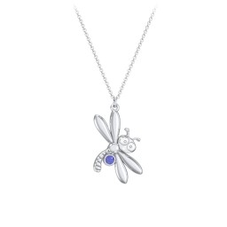 Kids Dragonfly Birthstone Critter Necklace in 925 Sterling Silver with Blue Sapphire