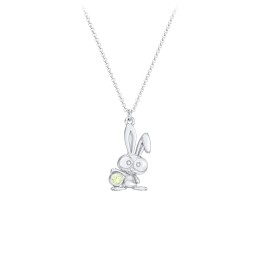 Kids Bunny Birthstone Critter Necklace in 925 Sterling Silver with Peridot