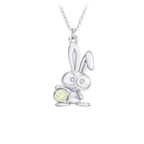 Kids Bunny Birthstone Critter Necklace – Sterling Silver with Peridot