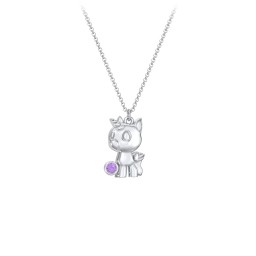 Baby Unicorn Birthstone Critter Necklace in 925 Sterling Silver with Amethyst