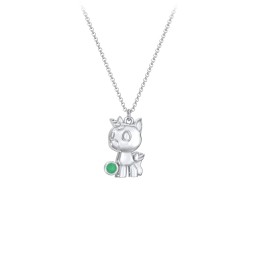 Baby Unicorn Birthstone Critter Necklace in 925 Sterling Silver with Emerald