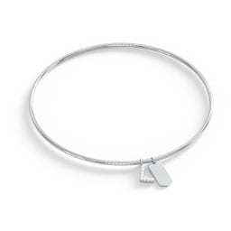 Classic Bangle with Pavé Initial and Engravable Tag Charms - L