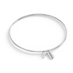 Classic Bangle with Pavé Initial and Engravable Tag Charms - Y