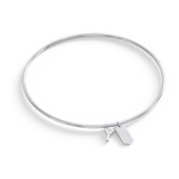 Classic Bangle with Pavé Initial and Engravable Tag Charms - Y