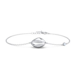 Coffee Bean Shell Bracelet with Bezel Set Gemstone