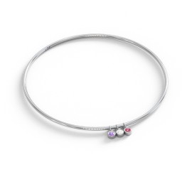 Classic Bangle with 3 Gemstone Charms