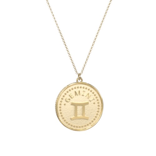 Gemini Coin Charm Necklace – 18K Gold Plated Silver