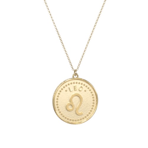 Leo Coin Charm Necklace – 18K Gold Plated Silver