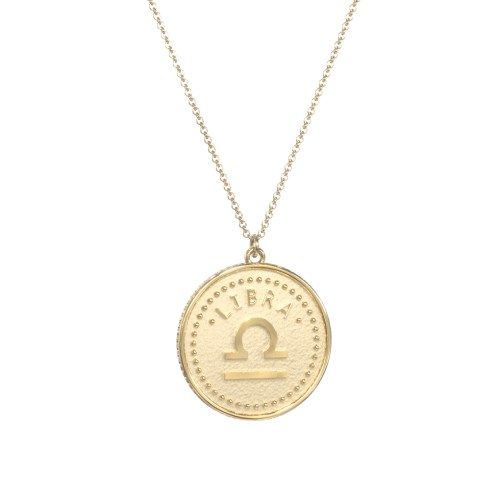 Libra Coin Charm Necklace – 18K Gold Plated Silver
