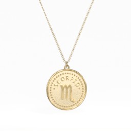 Scorpio Coin Charm Necklace in 18K Gold Plated Silver