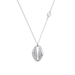 Coffee Bean Shell Necklace with Bezel Set Gemstone