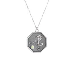 Year of the Snake Engravable Zodiac Medallion Necklace in 925 Sterling Silver with Peridot