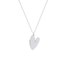 Tilted Heart with Side Engraving – Sterling Silver